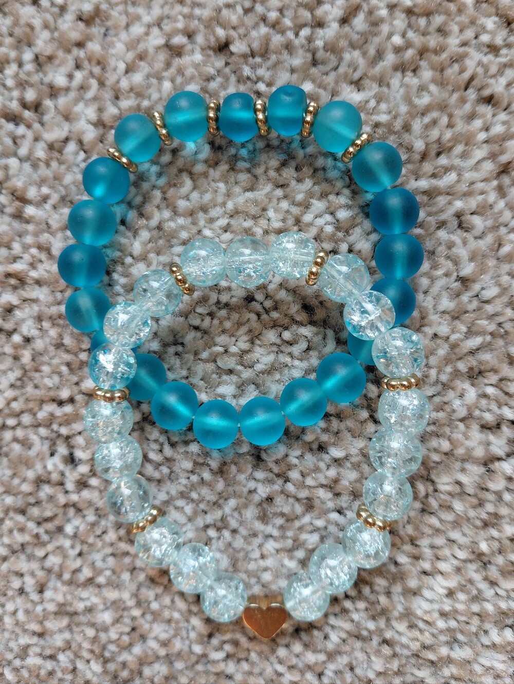 Teal Glass Bead Stretch Bracelets